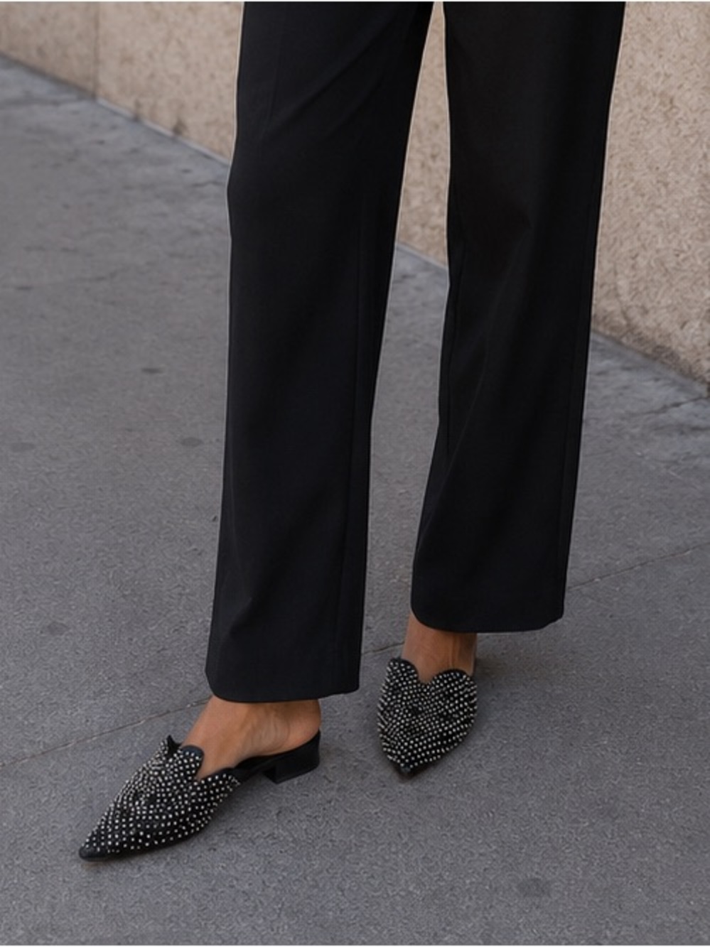 Elegant Black Studded Women's Mules